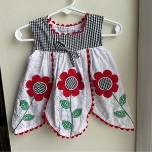 SAMANTHA SAYS BLACK WHITE GINGHAM FLORAL ACCENT DRESS SIZE 12 MONTHS